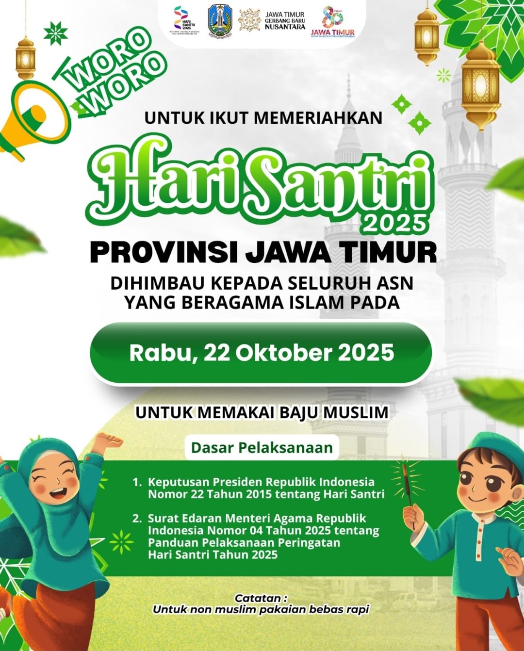 Himbauan Pemerintah Provinsi Jawa Timur Pada Hari Santri Nasional