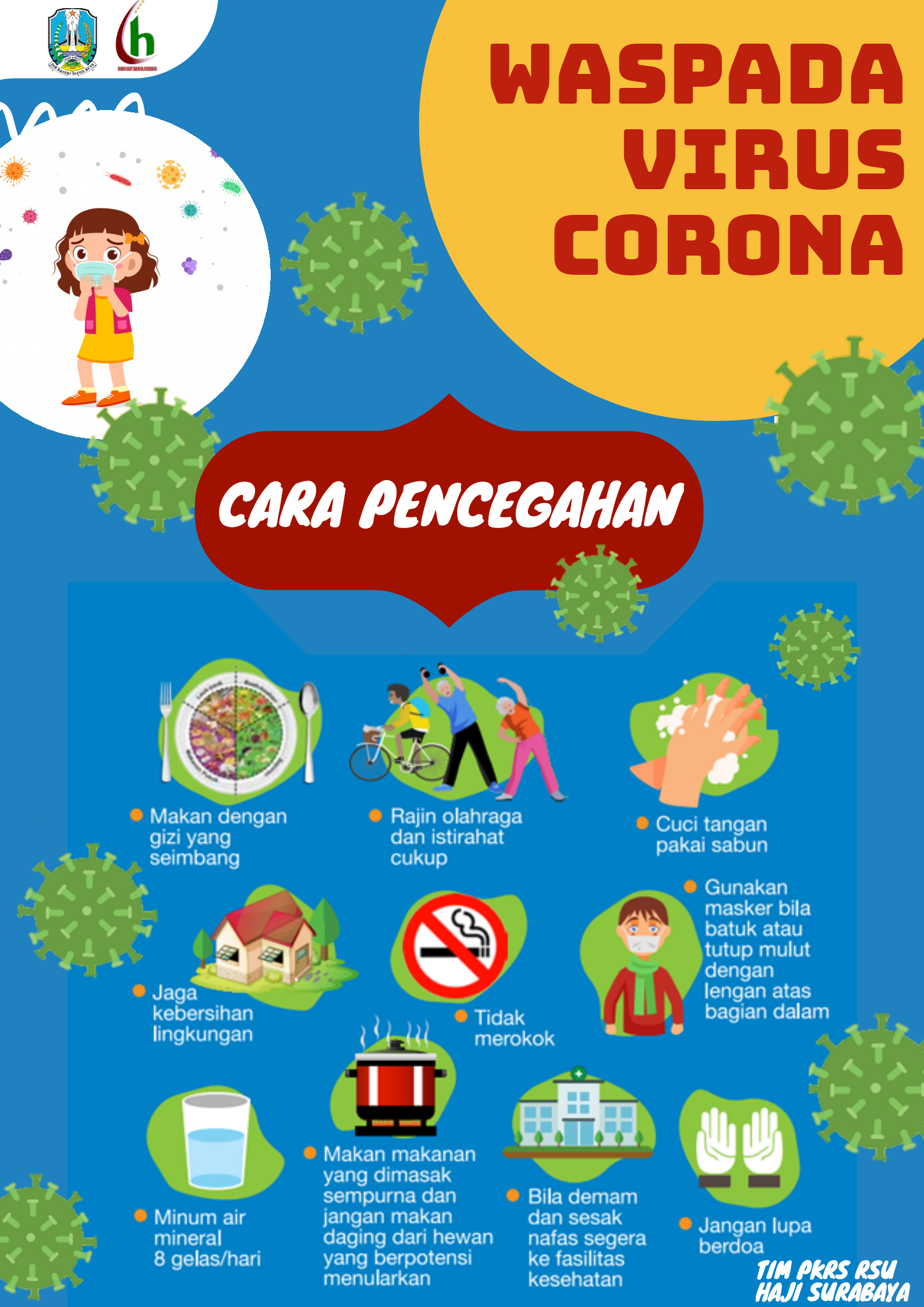 Tim Promosi Kesehatan (PKRS) RSU Haji Surabaya Waspada Terhadap Virus Corona dengan Selalu Menggalakkan Perilaku Hidup Bersih dan Sehat (PHBS) dan Cuci Tangan Pakai Sabun