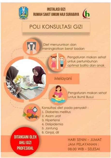 PELAYANAN POLI KONSULTASI GIZI EKSEKUTIF RAWAT JALAN, RSU HAJI SURABAYA
