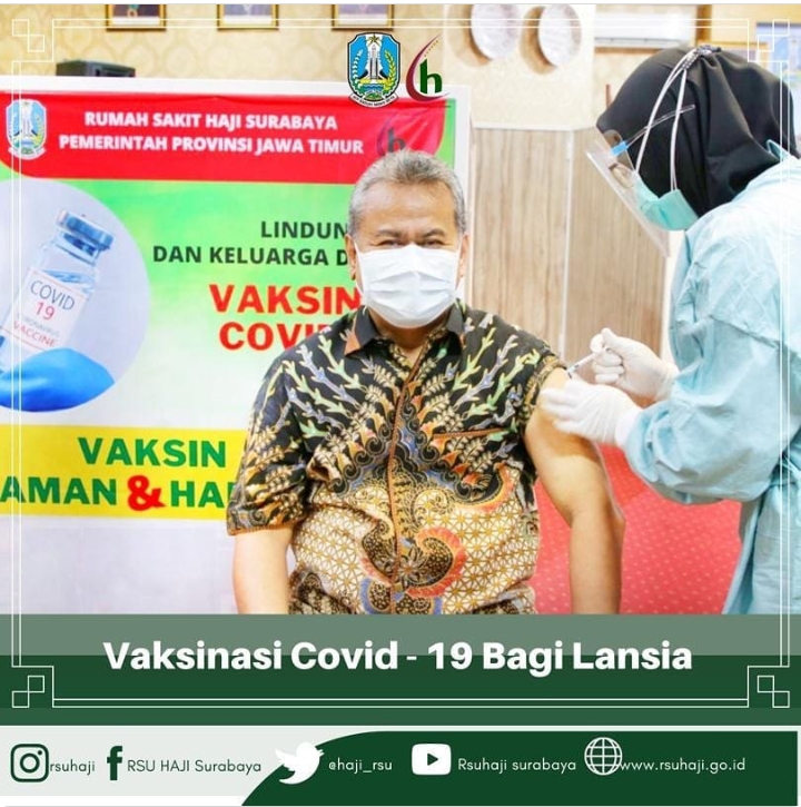 Pelaksanaan Program Vaksinasi Untuk Masyarakat Lanjut Usia (Lansia) Tahap 1 Masih Berlangsung di RSU Haji Surabaya