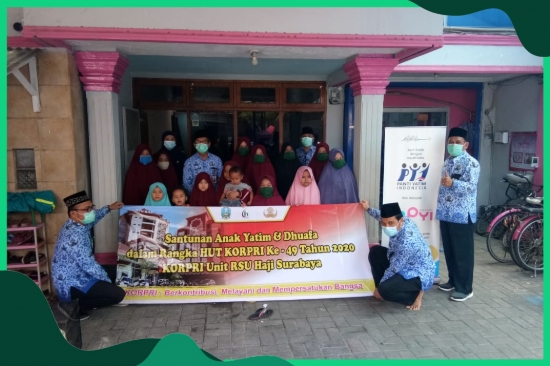 Kegiatan Santunan Anak yatim dan Dhuafa ke Panti Yatim Indonesia Al Fajr Surabaya Dalam Rangka HUT KORPRI Ke-49  RSU Haji Surabaya